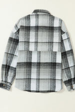 Black and Grey Plaid Casual Shacket