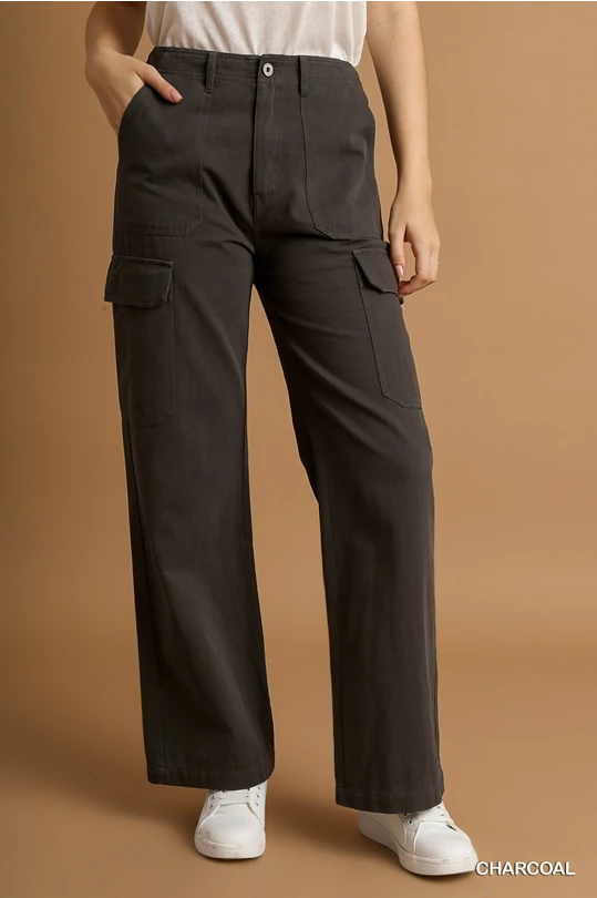 Stone Washed Charcoal Cargo Pants