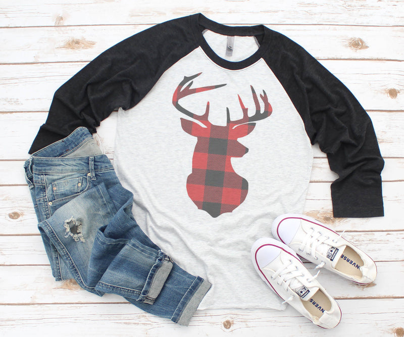 Plaid Deer Raglan