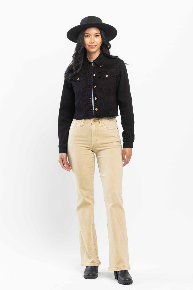 Judy Blue Mid-Rise Khaki Garment Dyed Slim Boot Cut Jeans