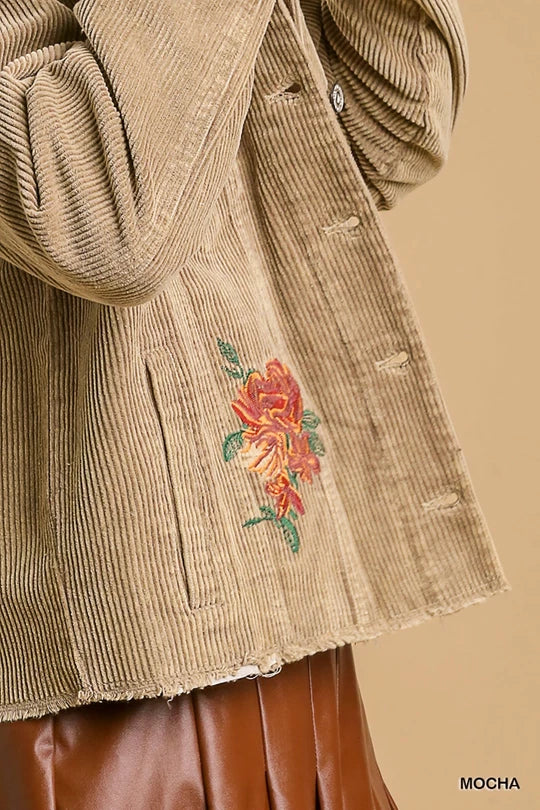 Corduroy Embroidered Jacket