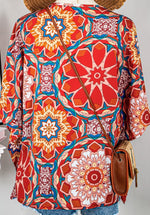 Boho Floral Batwing Sleeve V Neck Blouse