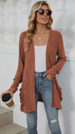 Rust Ribbed Cardigan