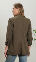 Collarless Blazer in Olive and in Black