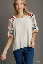 Crochet Sleeve Top in 2 colors