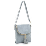 Flap-Over Two Compartment Cross Body - Fuscha or Light Blue