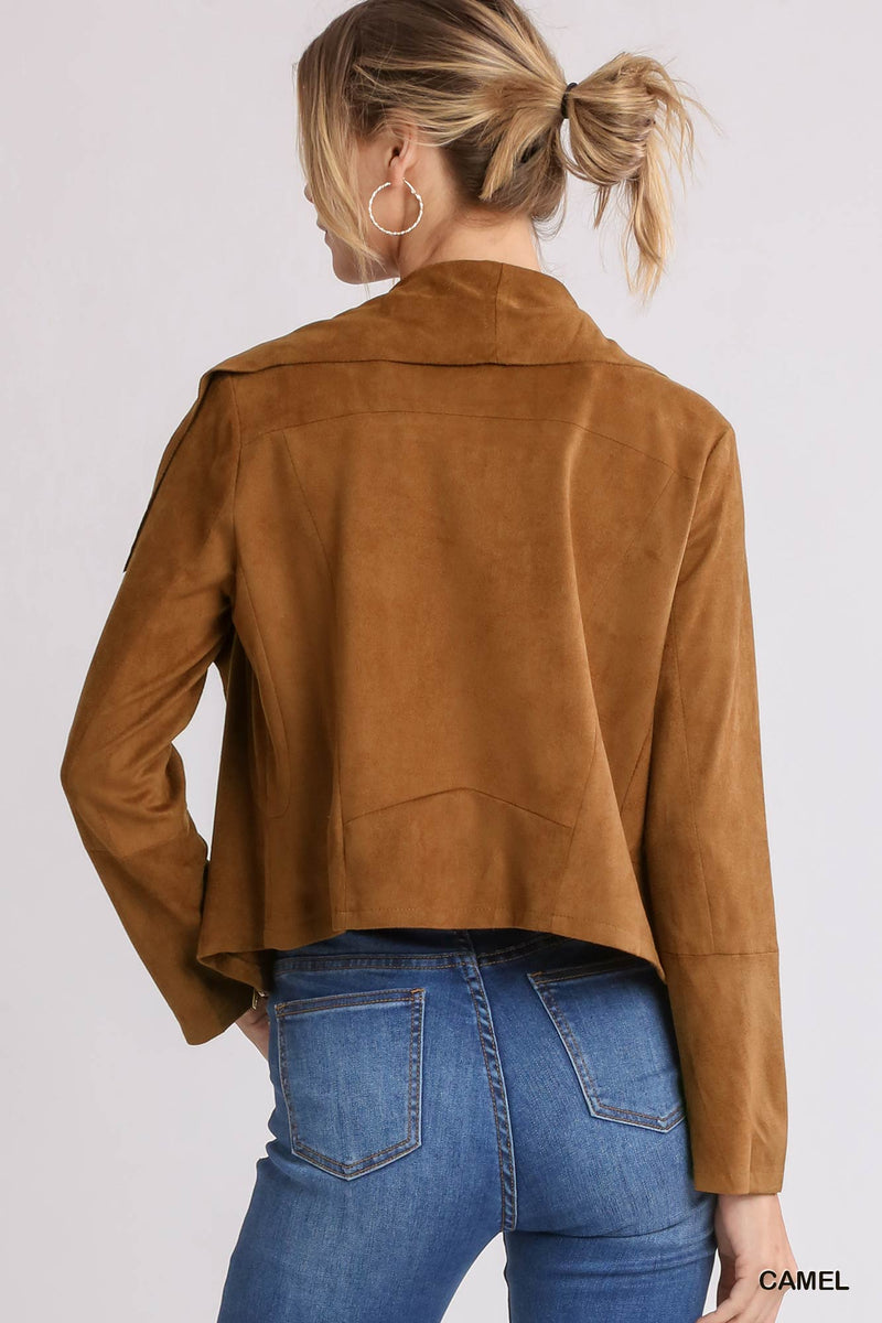 Faux Suede Zip Up Jacket