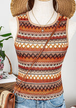 Striped & Geo Jacquard Knit Tank Top