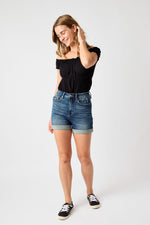 Judy BLue High Waist Tummy Control Vintage Wash Cuffed  Jean Shorts