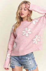 Soft Pink Flower Sweater