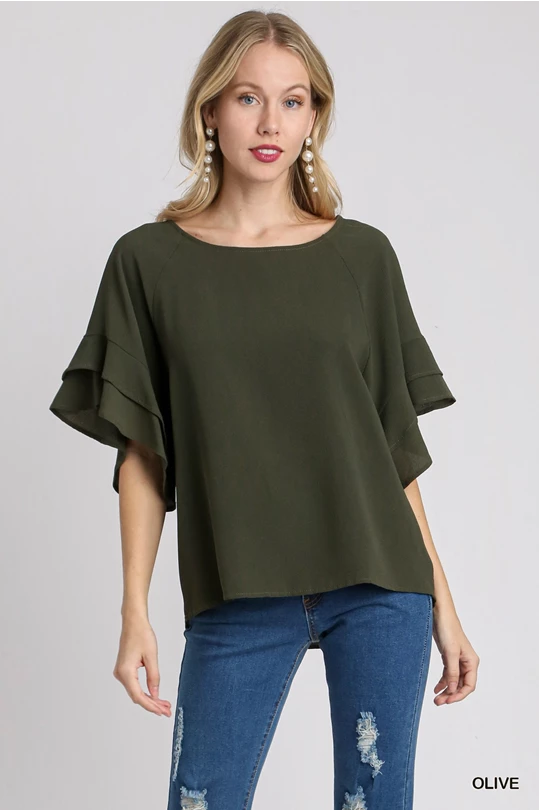 Layered Sleeve Accent Blouse in 3 colors