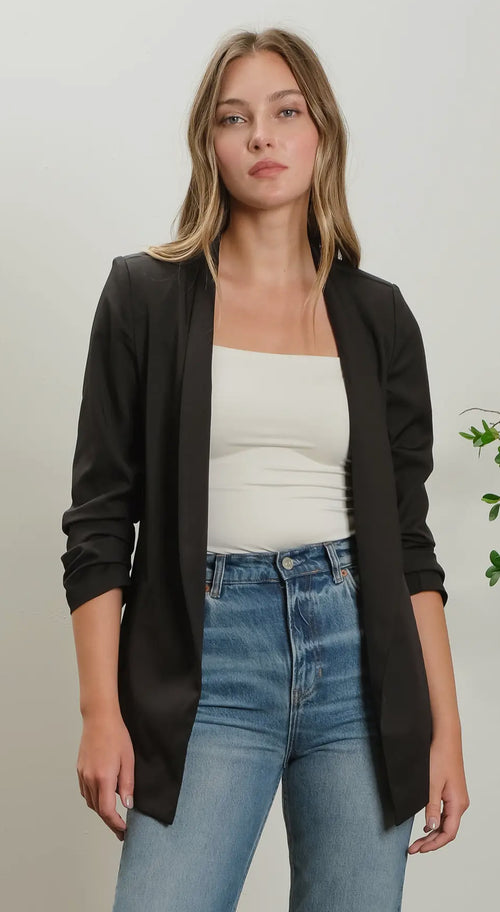 Collarless Blazer in Olive and in Black