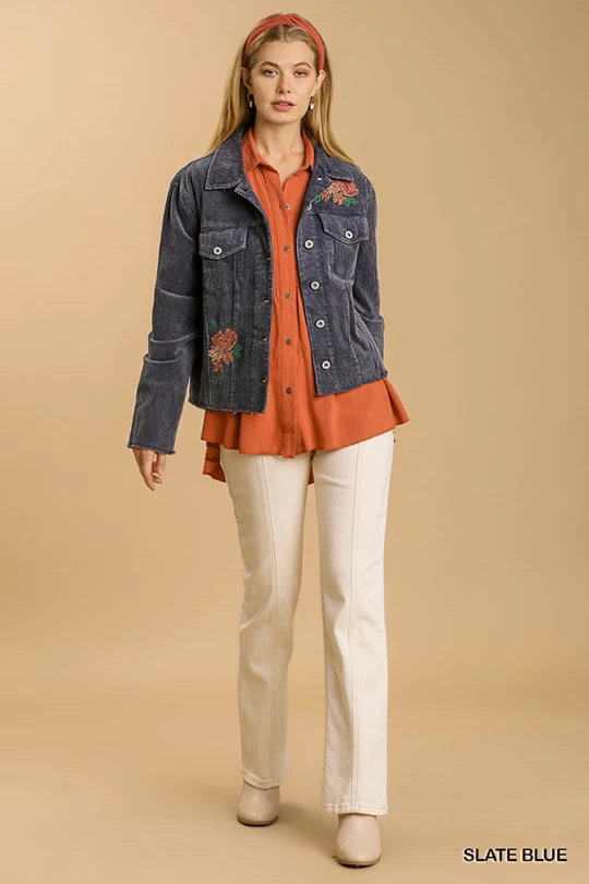 Corduroy Embroidered Jacket