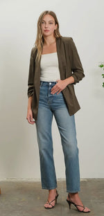 Collarless Blazer in Olive and in Black