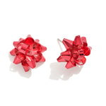 Metal Bow Stud Earrings - Silver or Red