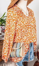 Orange Blossom Tie Neck Blouse