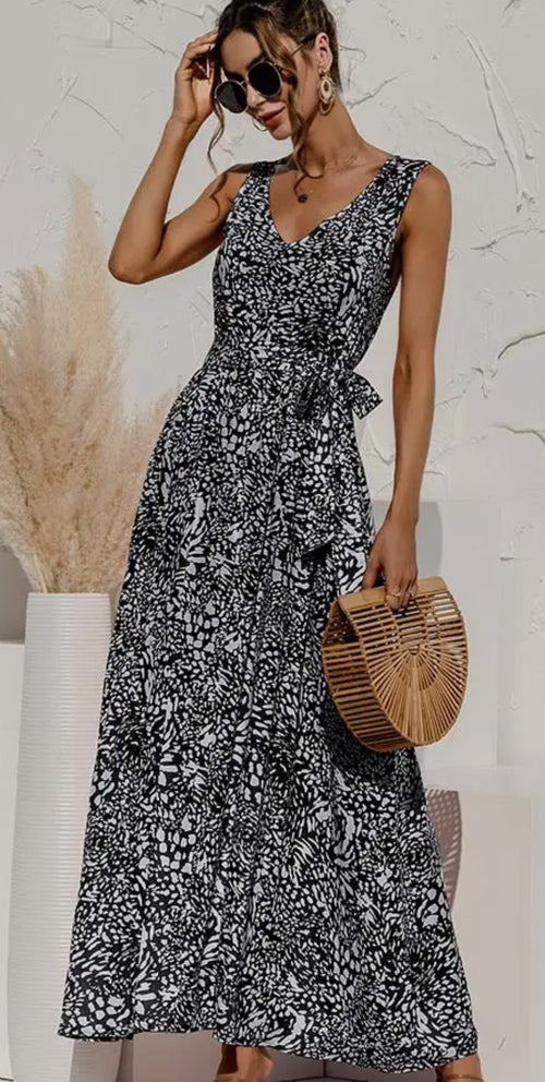 Sleeveless Leopard Print Maxi Dress