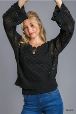 Crochet Light Black Sweater with Open Back