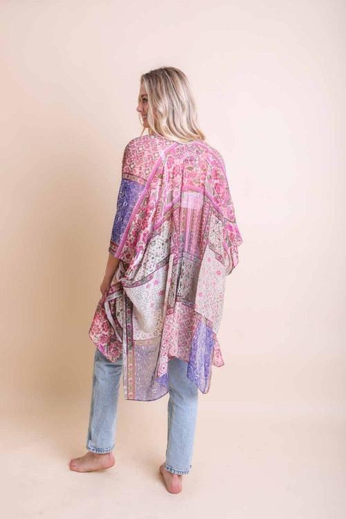 Pink Kiss Boho Burnout Velvet Kimono