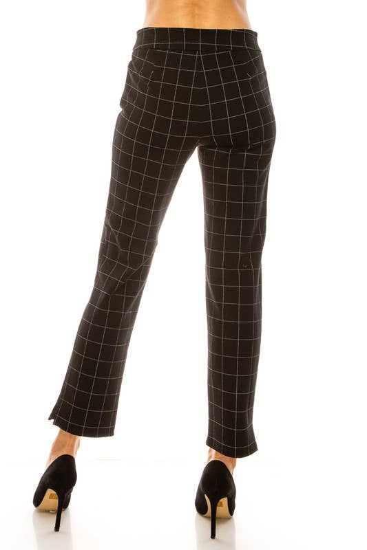 Black Grid Ankle Pants