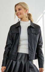 Cropped Black Stretch Twill Jacket