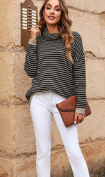 Black Striped Turtle Neck Sweater