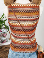 Striped & Geo Jacquard Knit Tank Top