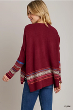 Berry/Red Stitch Detail Sweater