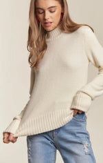 Mock Neck Sweaters in Cherry and Ivory
