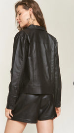Cropped Black Stretch Twill Jacket