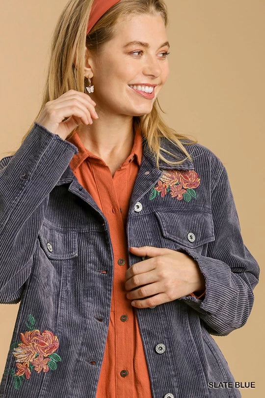 Corduroy Embroidered Jacket