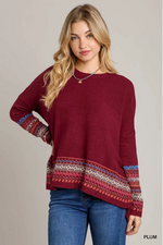 Berry/Red Stitch Detail Sweater