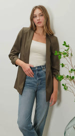 Collarless Blazer in Olive and in Black