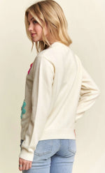 Ivory Flower Patch Sweater