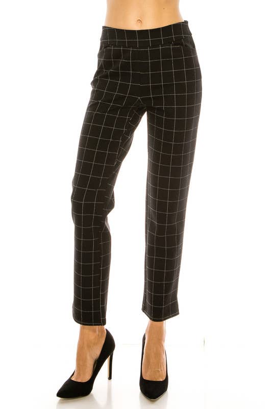 Black Grid Ankle Pants