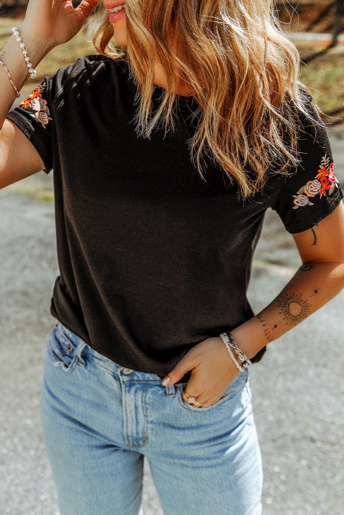 Embroidered Sleeve Tee