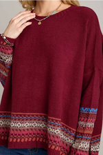 Berry/Red Stitch Detail Sweater