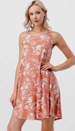 Soft Melon and Ivory Floral Swing Dress
