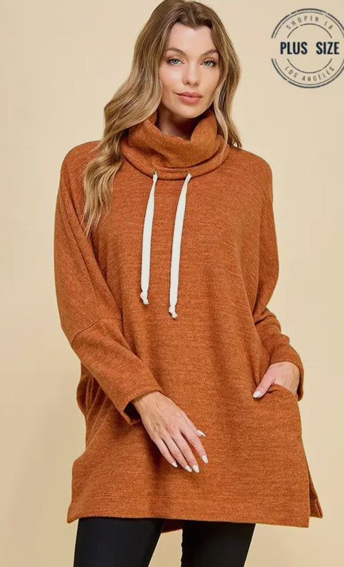 Burnt Orange Turtleneck Pullover Knit