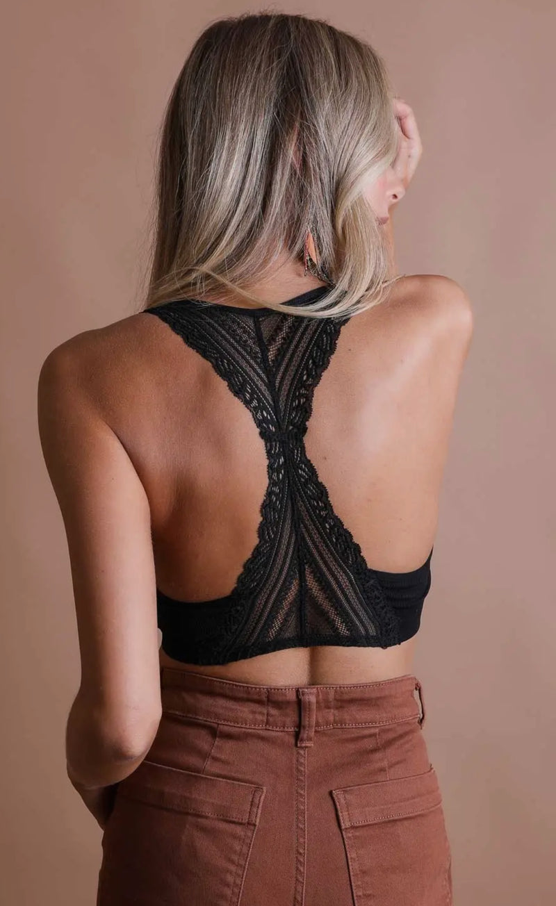 Lace Racerback Bralette in Black or Navy