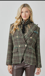 Tweed Blazer with Velvet Accent in 2 colors