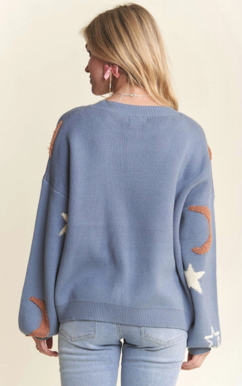 Crescent Moon Star Sweater