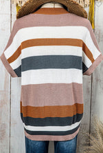 Striped Knit Crew Neck Light Sweater