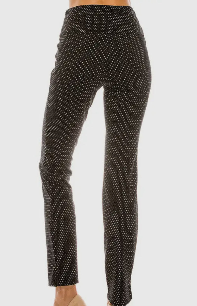 High-Waist Straight-Leg White Dot Printed Pants S-XXL