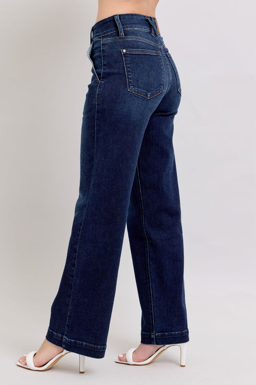 Judy Blue Wide Leg Dark Wash Trouser Jeans