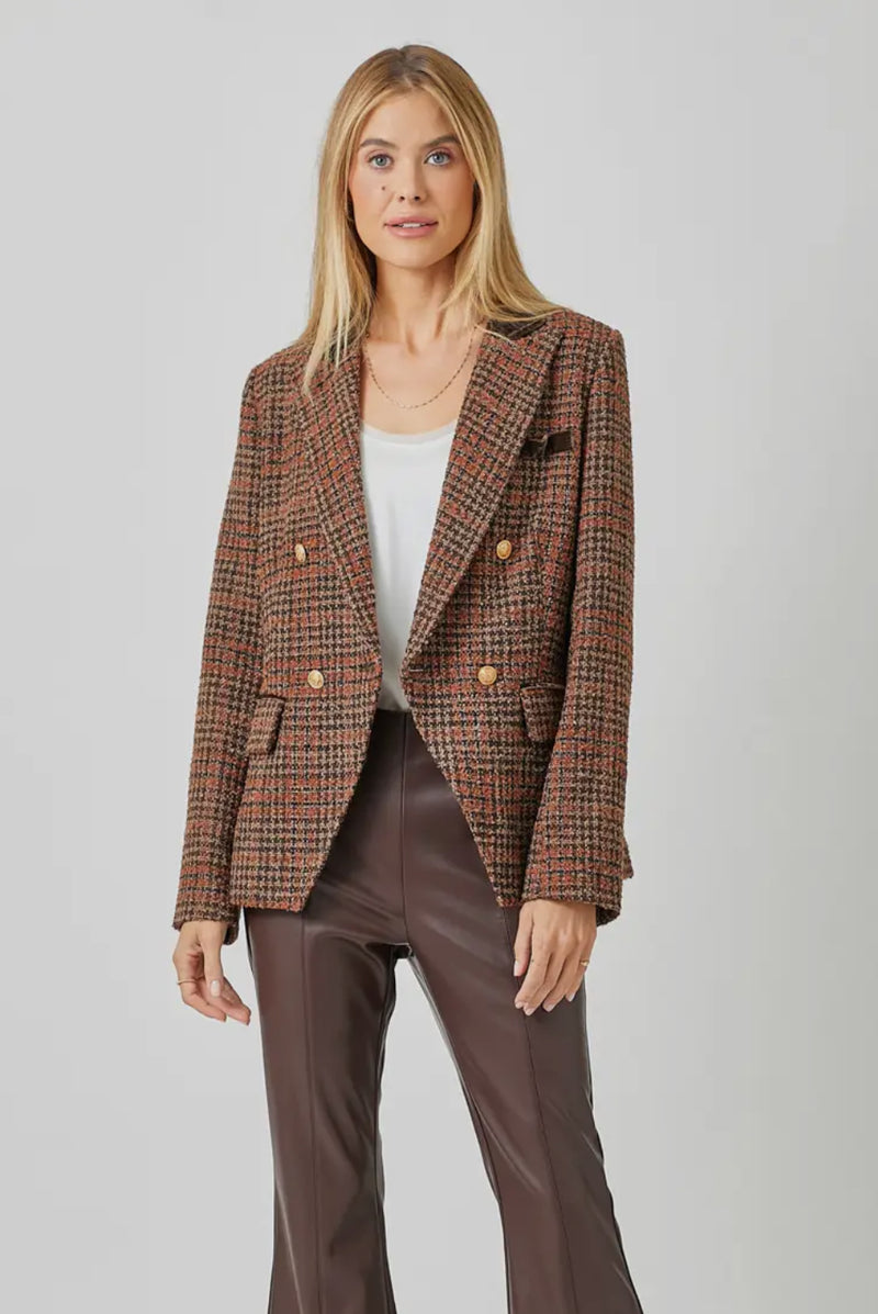 Tweed Blazer with Velvet Accent in 2 colors