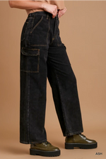 Mineral Wash Cord Straight Cargo Pants