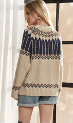 Blue and Ivory Fair Isle Sweater