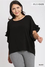 Layered Sleeve Accent Blouse Plus in Black and Rust