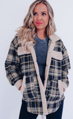 Plaid Contrast Sherpa Shacket